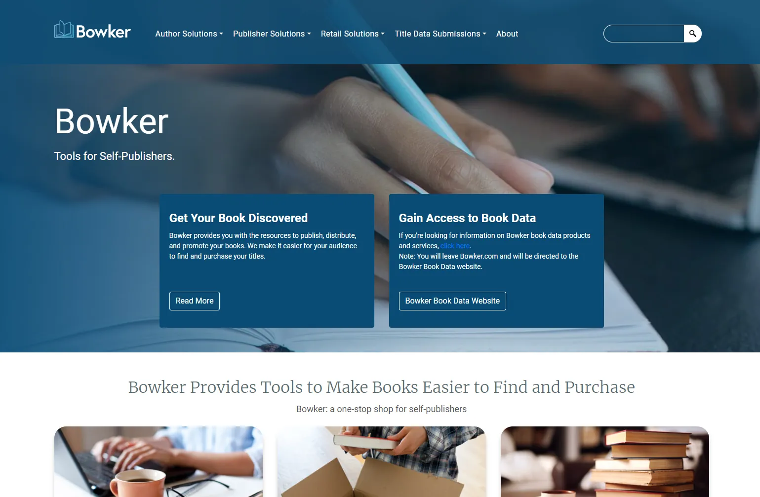 Bowker Website Homepage