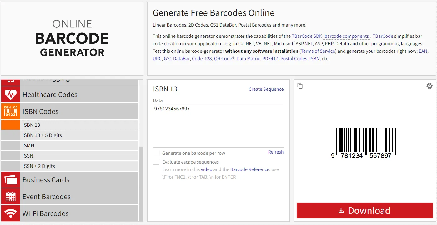 Tec-it Barcode Generator