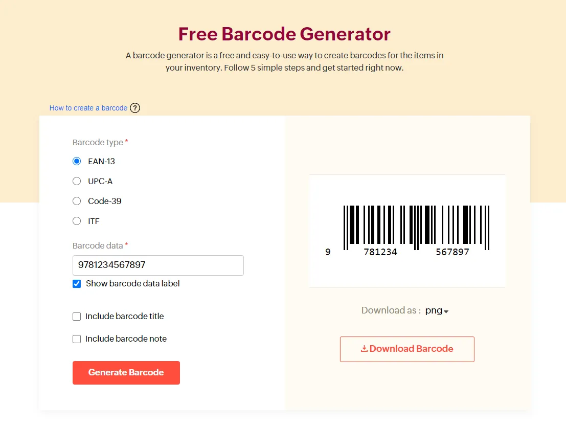 Zoho barcode creator