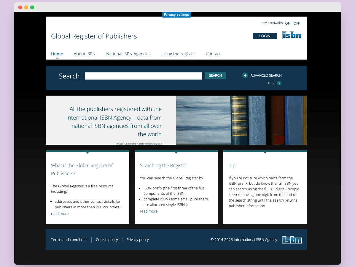 The Global Register of Publishers