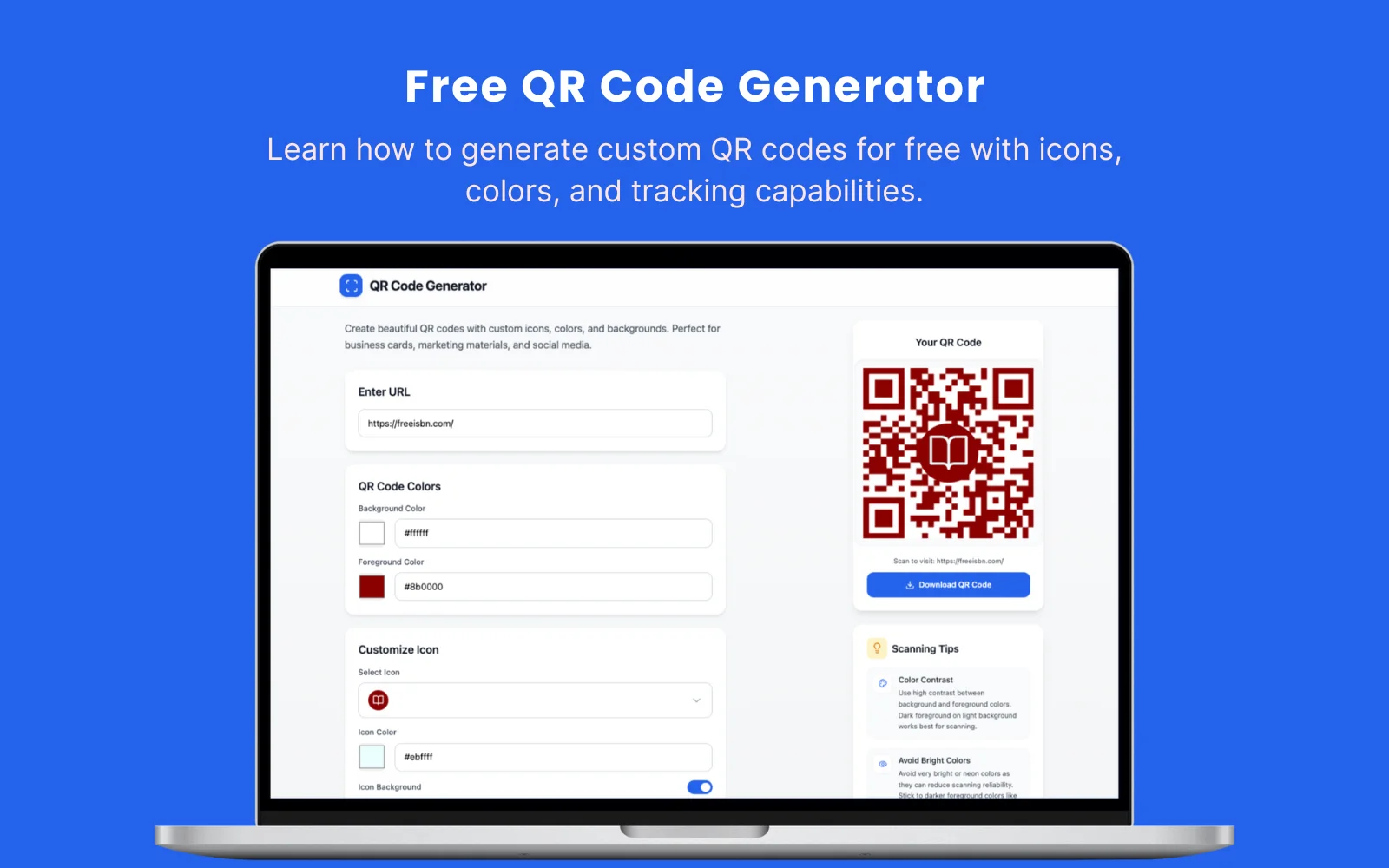 Free QR Code Generator with Custom Icons and Colors