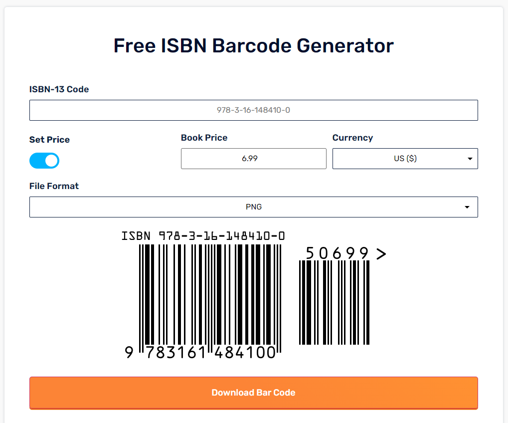 Bookbird Free ISBN Barcode Generator
