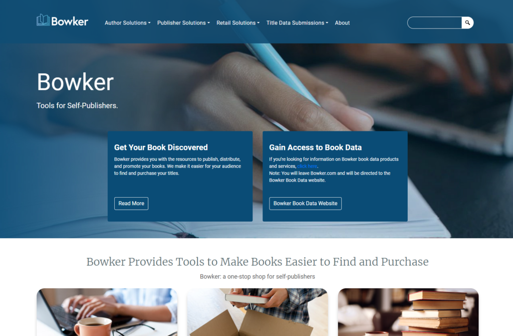 Bowker Website Homepage